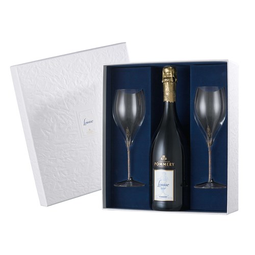 Pommery Cuvee Louise 1999 Gift Box and 2 flutes Champagne 75cl - Delivered to Your Door